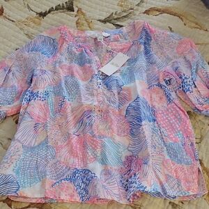Lilly Pulitzer Caprina Top Roar Of The Seas